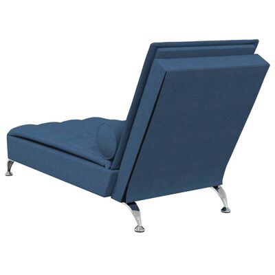 vidaXL Massage chaise longue met bolster stof blauw