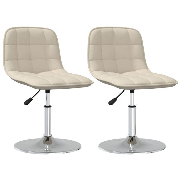 vidaXL Eetkamerstoelen 2 st draaibaar stof cr&egrave;mekleurig