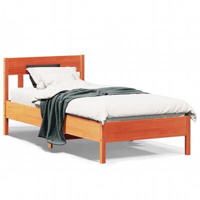 vidaXL Bedframe met hoofdbord massief grenenhout wasbruin 100x200 cm