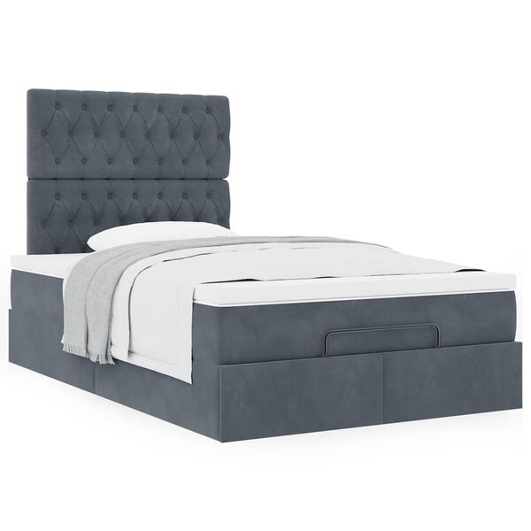 vidaXL Ottoman bed met matrassen 120x190cm fluweel donkergrijs