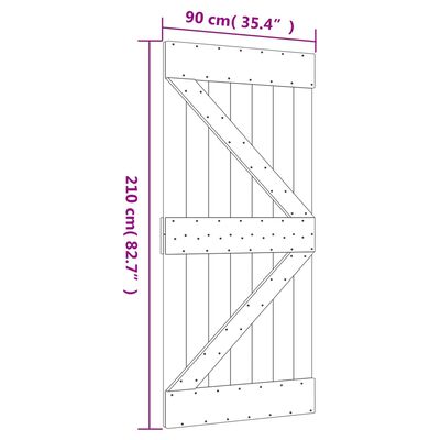 vidaXL Schuifdeur met beslag 90x210 cm massief grenenhout