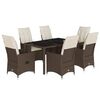 vidaXL 7-delige Tuinset met kussens poly rattan bruin
