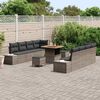 vidaXL Tuinbankenset met kussen 11 pcs Grijs poly rattan