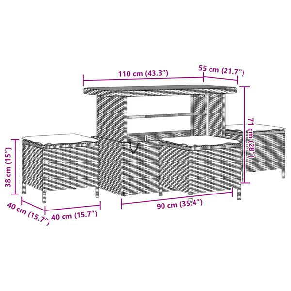 vidaXL Tuin Sofa Set met kussen met opslag met kussen 13 pcs Zwart