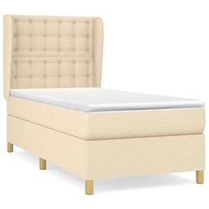 vidaXL Boxspring met matras stof cr&egrave;mekleurig 80x200 cm