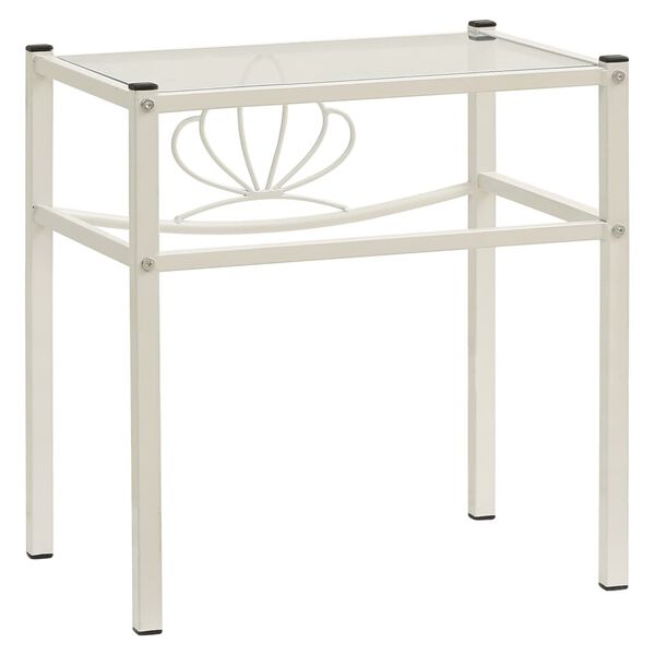 vidaXL Nachtkastjes 2 st metaal en glas wit en transparant