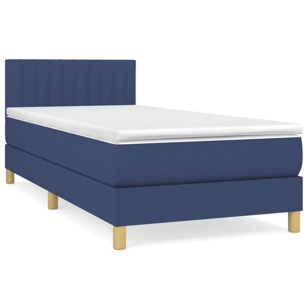 vidaXL Boxspring met matras stof blauw 80x200 cm