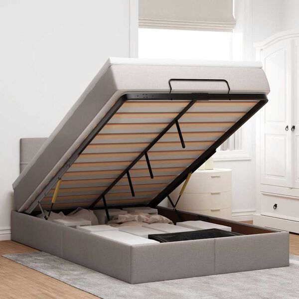 vidaXL Ottoman bed met matras 120x190 cm stof taupe