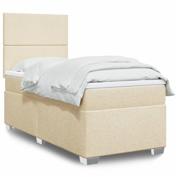 vidaXL Boxspring met matras stof cr&egrave;mekleurig 80x200 cm