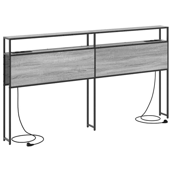 vidaXL Opberghoofdbord met plank Grijs sonoma 200 cm Bewerkt hout