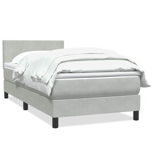vidaXL Boxspring met matras fluweel lichtgrijs 80x210 cm