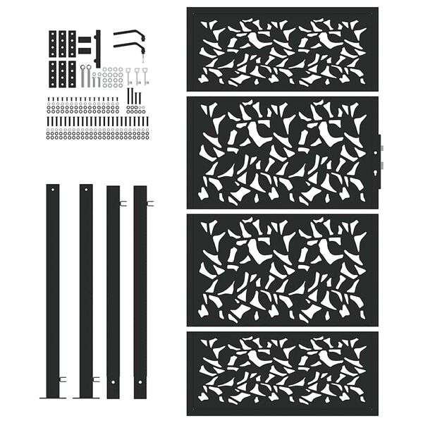 vidaXL Poort met bladontwerp 100x175 cm staal zwart