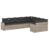 vidaXL 9-delige Loungeset met kussens poly rattan lichtgrijs