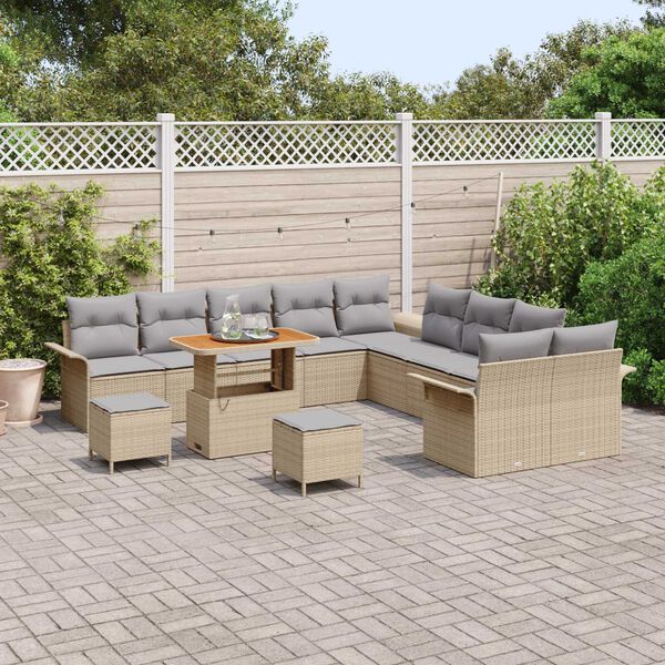 vidaXL Tuin Sofa Set met kussen met opslag 13 pcs Beige en Licht Grijs