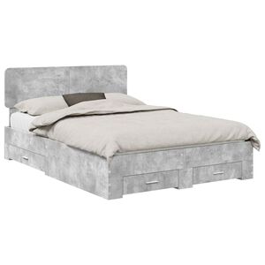 vidaXL Bedframe met hoofdeinde Beton Grijs 140 x 200 cm Bewerkt hout
