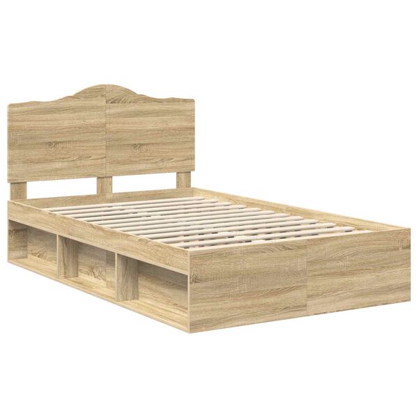 vidaXL Bedframe met hoofdeinde Sonoma 120 x 190 cm Massief grenenhout
