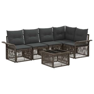 vidaXL Tuinbankenset 6 pcs Grijs poly rattan