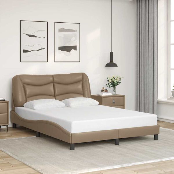 vidaXL Bedframe zonder matras "Hvar" kunstleer cappucinnokleurig 140x190 cm