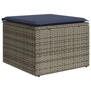 vidaXL Tuinkruk met kussen 55x55x37 cm poly rattan grijs