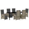 vidaXL Tuin eettafelset met kussen 7 pcs Grijs poly rattan