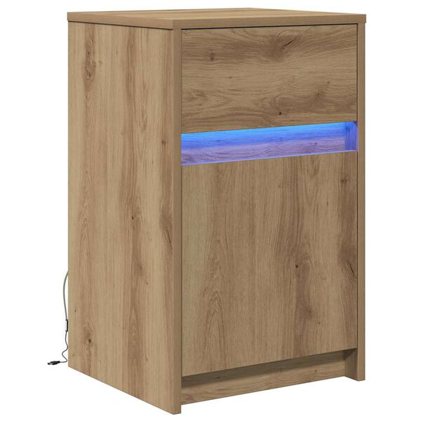vidaXL LED Bedside Kast artisanaal eikenkleurig 38 x 34 x 61 cm