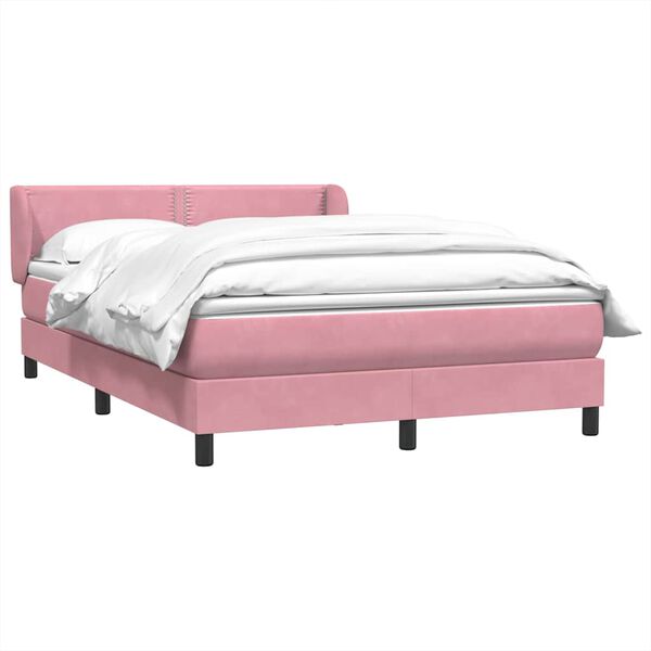 vidaXL Boxspring met matras fluweel roze 140x210 cm