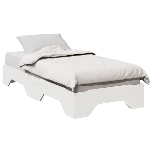 vidaXL Bedframe zonder matras stapelbaar 80x200 cm massief hout wit