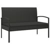vidaXL Tuinbank met kussen 105 cm poly rattan zwart