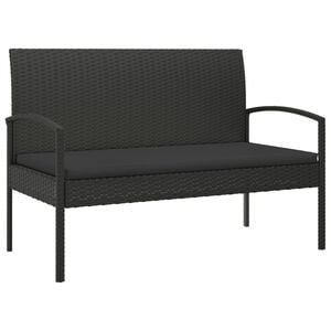 vidaXL Tuinbank met kussen 105 cm poly rattan zwart