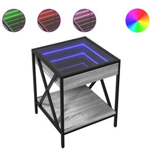 vidaXL Nachtkastje met Infinity LED 40x40x49 cm grijs sonoma eiken