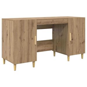 vidaXL Bureau Artisan Eiken Bewerkt hout 140 x 50 x 75 cm