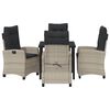 vidaXL Tuin eettafelset met kussen 5 pcs Lichtgrijs poly rattan