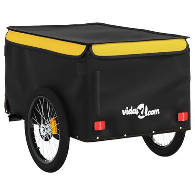 vidaXL Fietstrailer 30 kg ijzer zwart en geel