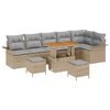 vidaXL Tuinbankenset met kussen 9 pcs Beige poly rattan