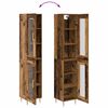 vidaXL Hoge kast 2 pcs Oud Hout Glas
