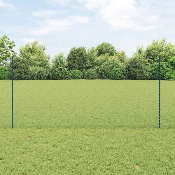 vidaXL Hek met Paal Groen 1,2 x 10 m Staal en PVC