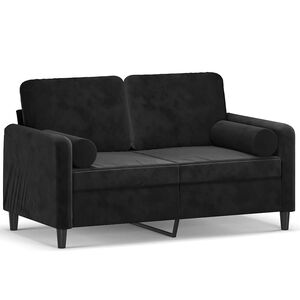 vidaXL Tweezitsbank met sierkussens 120 cm fluweel zwart