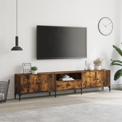 vidaXL Tv-meubel met lade 200x25x44 cm bewerkt hout gerookt eikenkleur