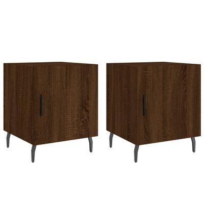 vidaXL Nachtkastjes 2 st 40x40x50 cm bewerkt hout bruin eikenkleur