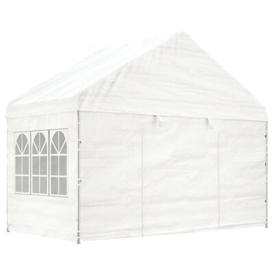 vidaXL Prieel met dak 13,38x4,08x3,22 m polyetheen wit