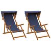 vidaXL Ligstoel 2 pcs 3 Positie massief eucalyptushout Blauw