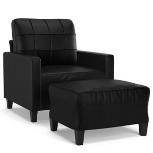 vidaXL Fauteuil met voetenbank 60 cm kunstleer zwart
