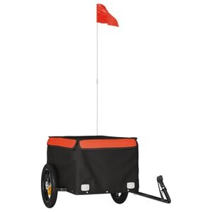 vidaXL Fietstrailer 45 kg ijzer zwart en oranje