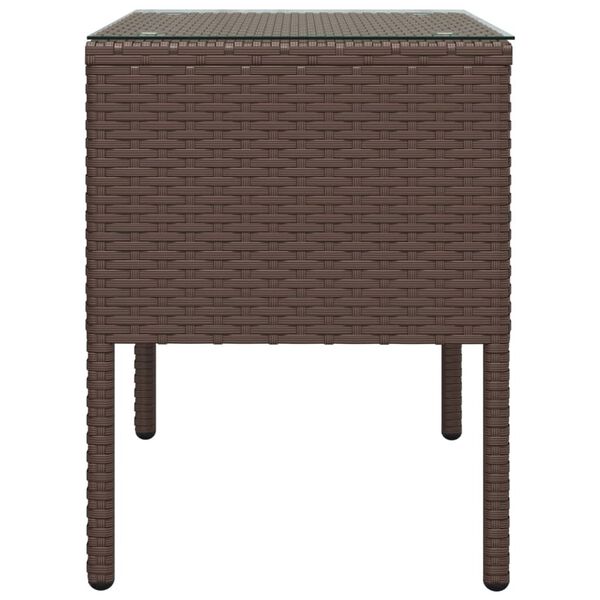 vidaXL Bijzettafel 53x37x48 cm poly rattan en gehard glas bruin