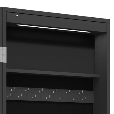 vidaXL Sieradenkast met spiegel en LED-verlichting vrijstaand zwart