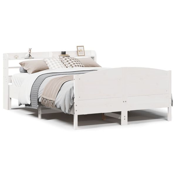 vidaXL Bedframe zonder matras massief grenenhout wit 140x190 cm