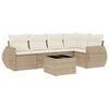 vidaXL 6-delige Loungeset met kussens poly rattan beige