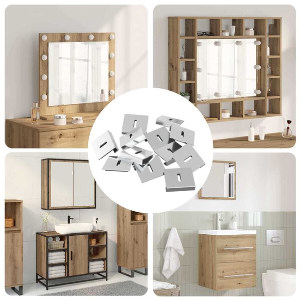 vidaXL Spiegel Bevestigingsbeugel 340 pcs Nikkel 35 x 30 x 8,3 mm