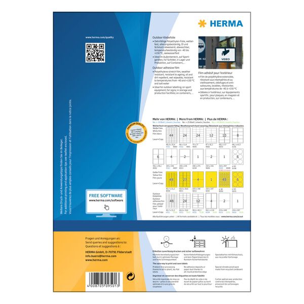 HERMA Folie-etiketten weerbestendig 50 vellen A4 210x297 mm wit