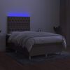vidaXL Boxspring met matras en LED stof taupe 120x190 cm